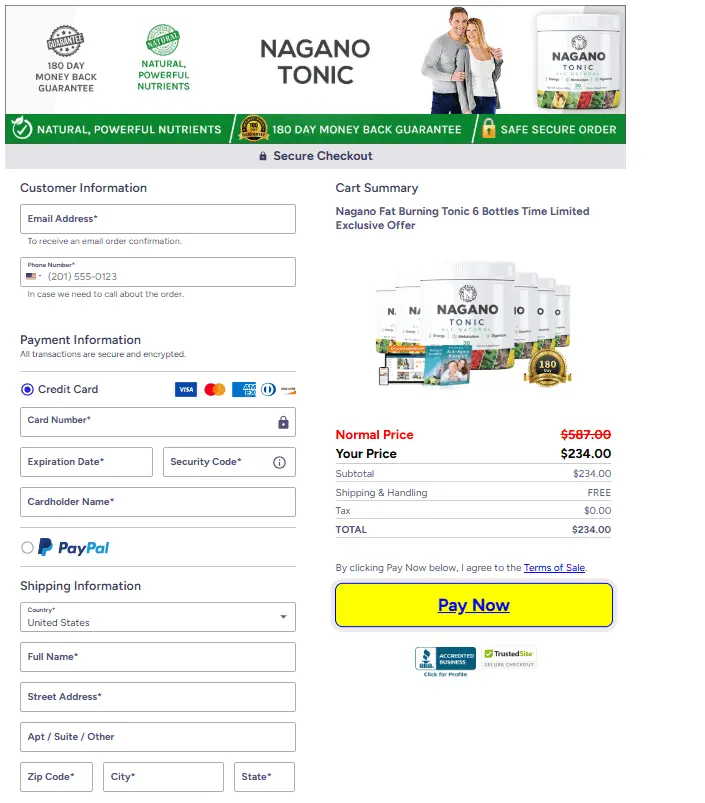 Nagano Tonic Order Form